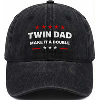 Retro Twin Dad Washed Cotton Baseball Cap Make It A Double Fathers Day