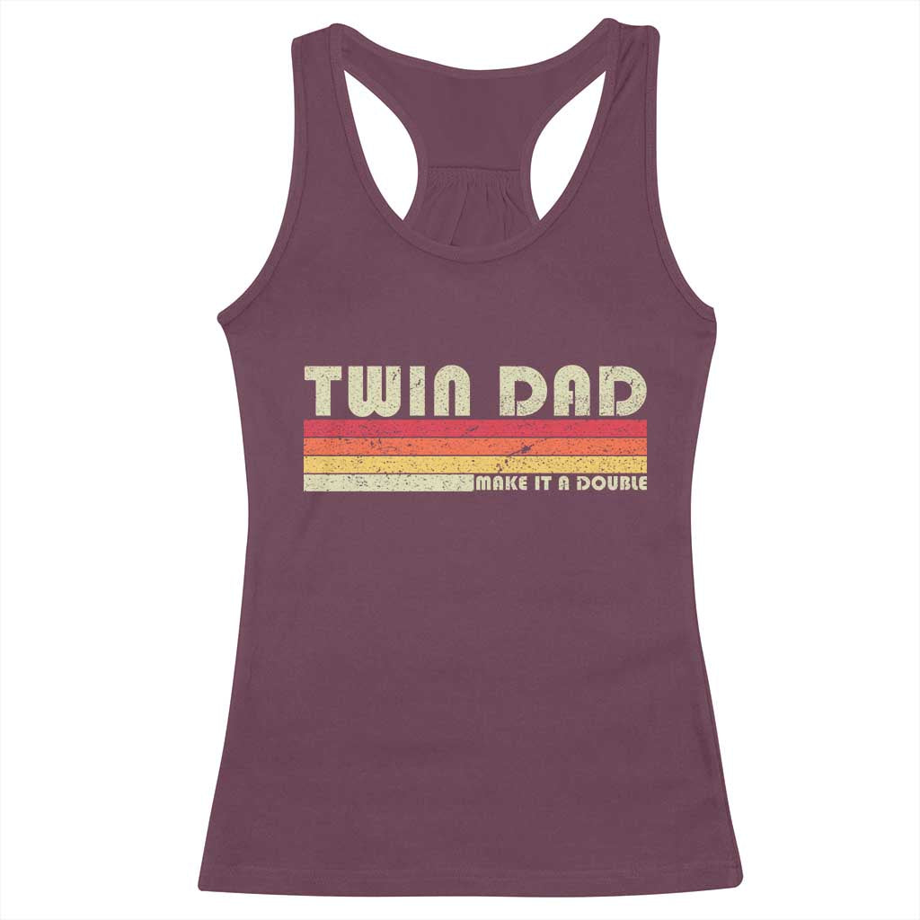Retro Twin Dad Racerback Tank Top Make It A Double Vintage Cool 70s 80s Style Sunset