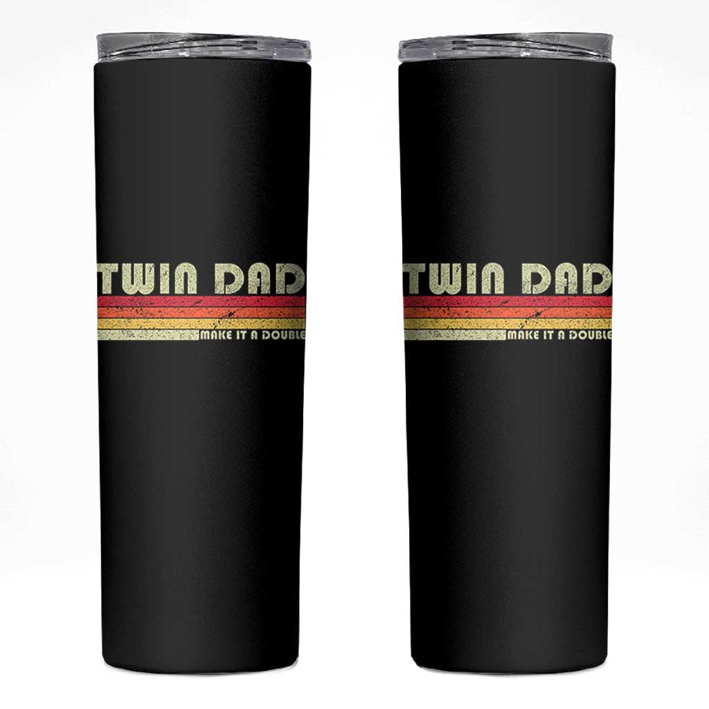 Retro Twin Dad Skinny Tumbler Make It A Double Vintage Cool 70s 80s Style Sunset