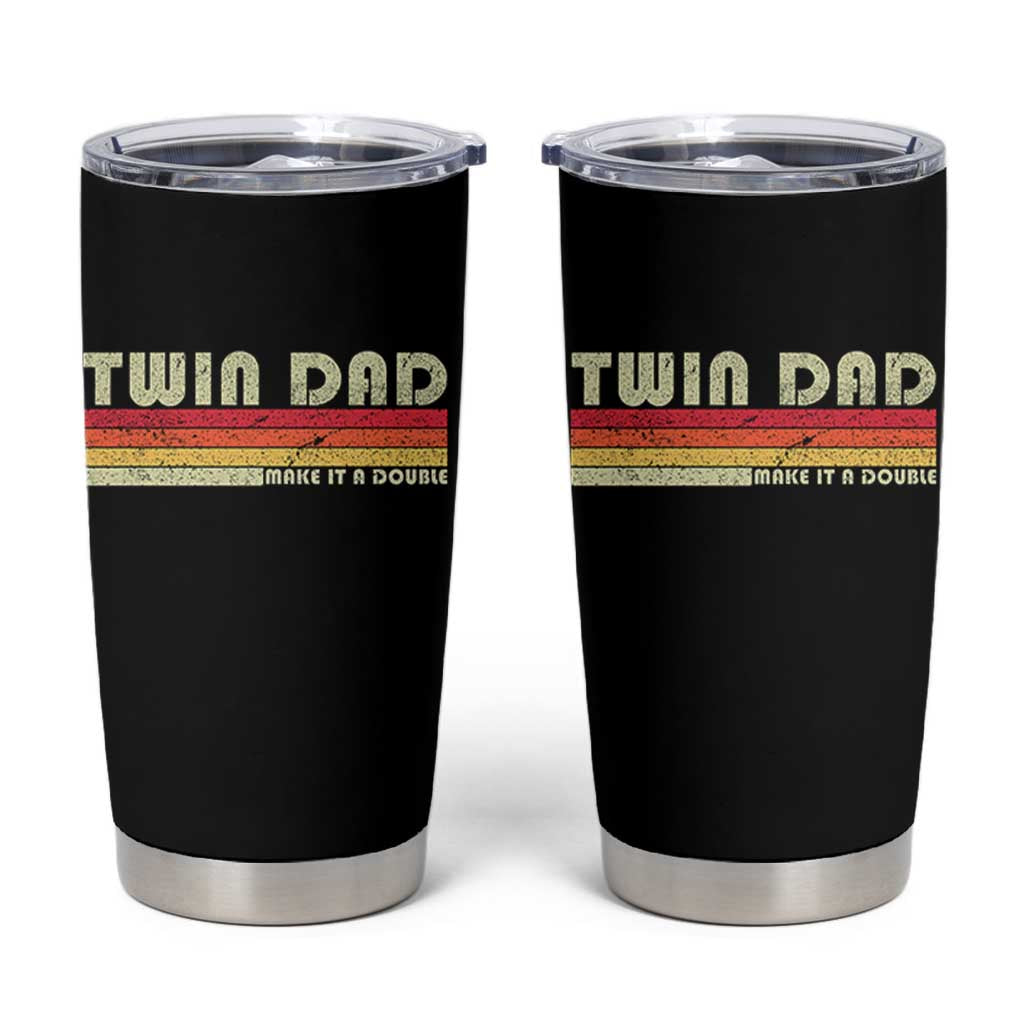 Retro Twin Dad Tumbler Cup Make It A Double Vintage Cool 70s 80s Style Sunset
