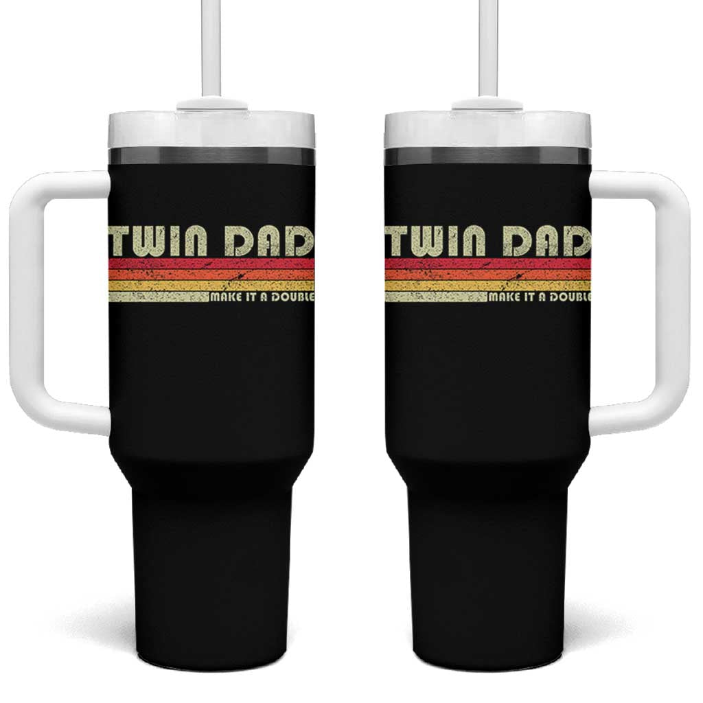 Retro Twin Dad Tumbler With Handle Make It A Double Vintage Cool 70s 80s Style Sunset