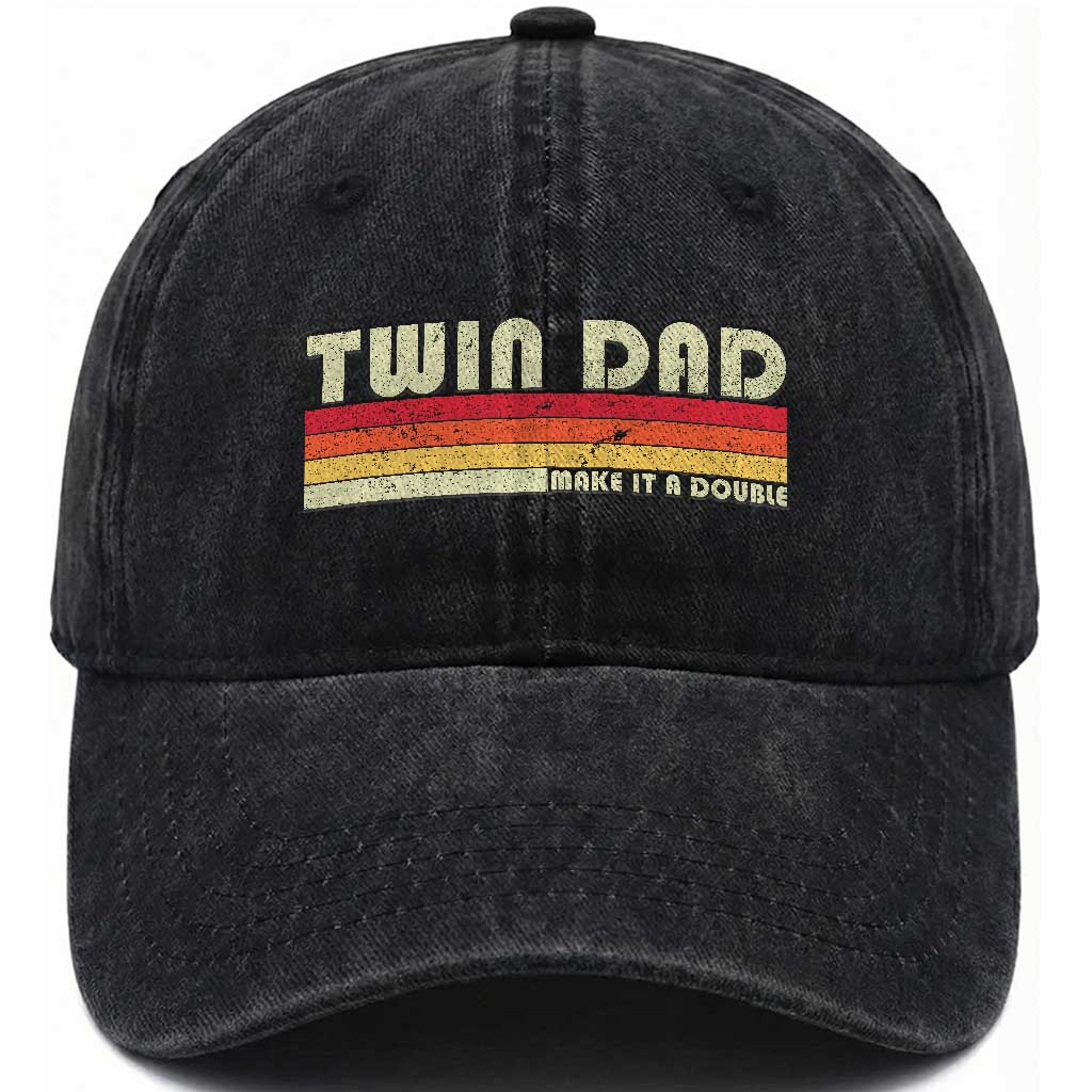 Retro Twin Dad Washed Cotton Baseball Cap Make It A Double Vintage Cool 70s 80s Style Sunset