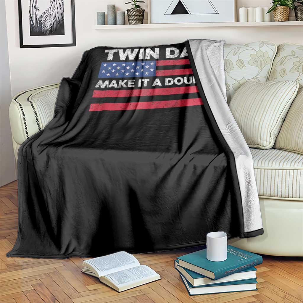 Retro Twin Dad Throw Blanket Make It A Double US Flag Fathers Day