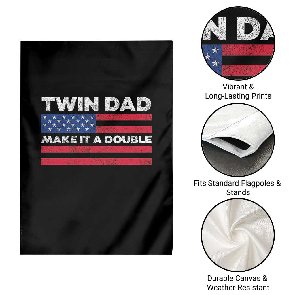 Retro Twin Dad Garden Flag Make It A Double US Flag Fathers Day