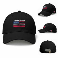 Retro Twin Dad Baseball Cap Make It A Double US Flag Fathers Day