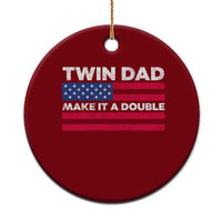 Retro Twin Dad Ceramic Ornament Make It A Double US Flag Fathers Day