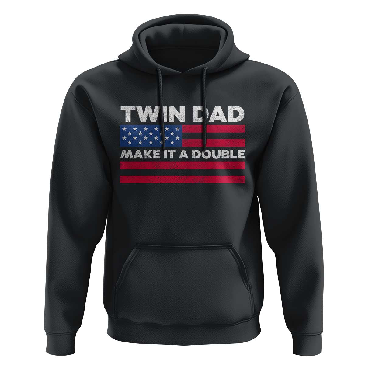 Retro Twin Dad Hoodie Make It A Double US Flag Fathers Day