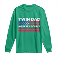 Retro Twin Dad Long Sleeve Shirt Make It A Double US Flag Fathers Day