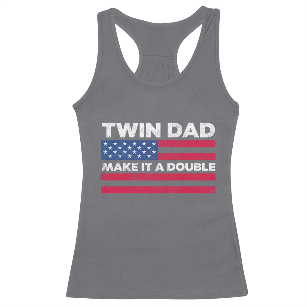 Retro Twin Dad Racerback Tank Top Make It A Double US Flag Fathers Day