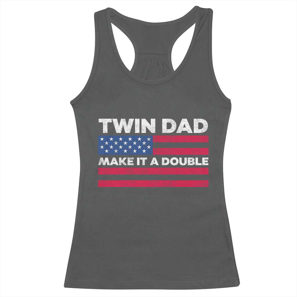 Retro Twin Dad Racerback Tank Top Make It A Double US Flag Fathers Day