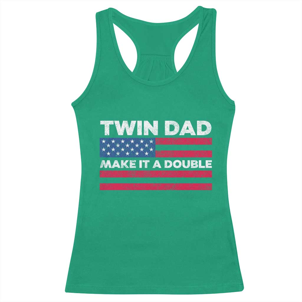 Retro Twin Dad Racerback Tank Top Make It A Double US Flag Fathers Day