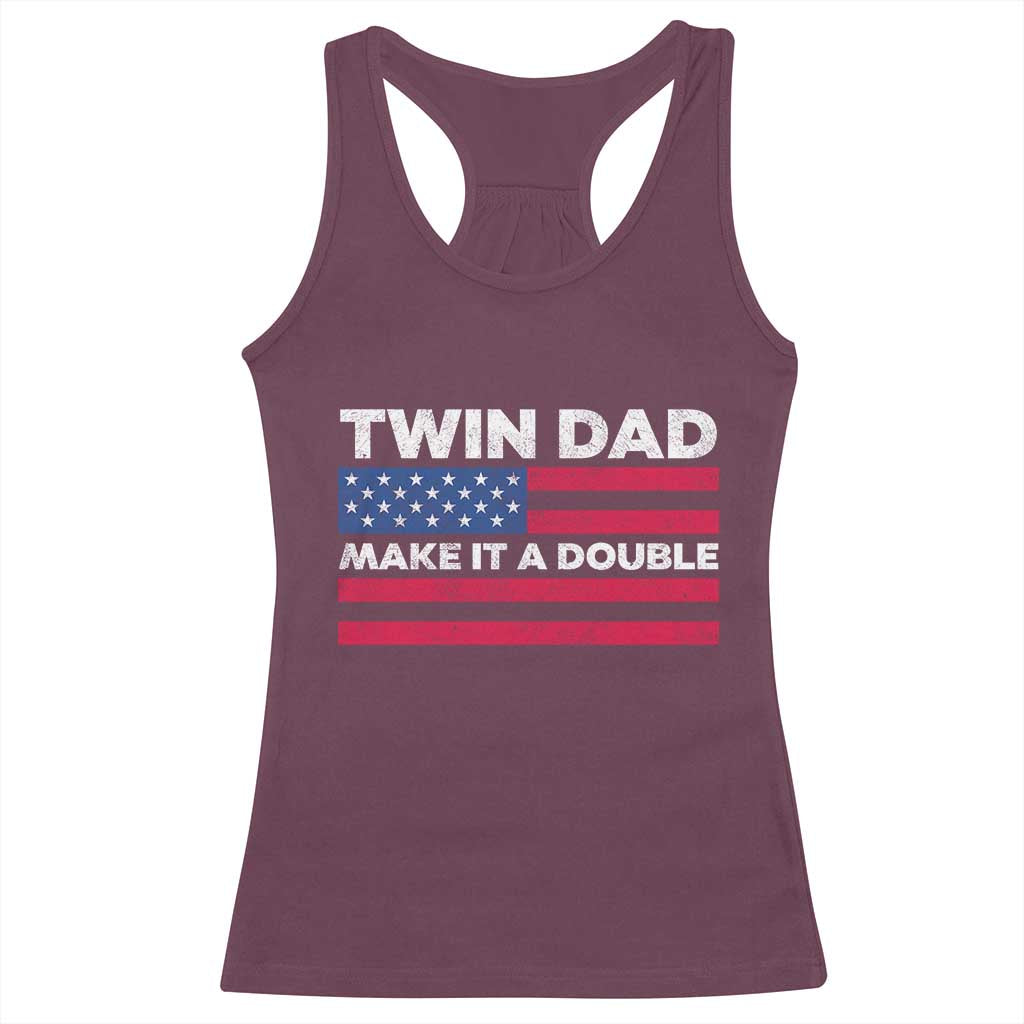 Retro Twin Dad Racerback Tank Top Make It A Double US Flag Fathers Day