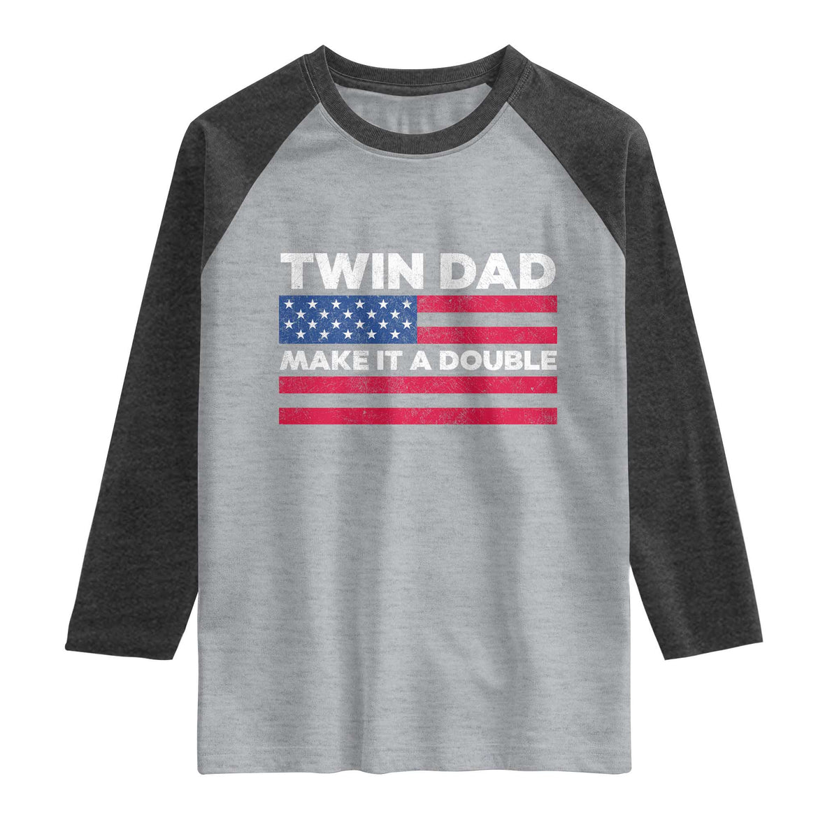 Retro Twin Dad Raglan Shirt Make It A Double US Flag Fathers Day