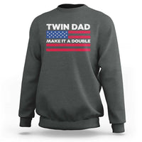 Retro Twin Dad Sweatshirt Make It A Double US Flag Fathers Day