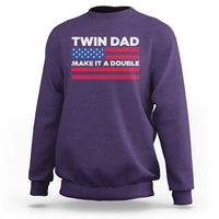 Retro Twin Dad Sweatshirt Make It A Double US Flag Fathers Day