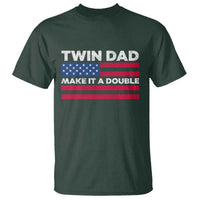 Retro Twin Dad T Shirt Make It A Double US Flag Fathers Day