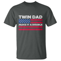Retro Twin Dad T Shirt Make It A Double US Flag Fathers Day