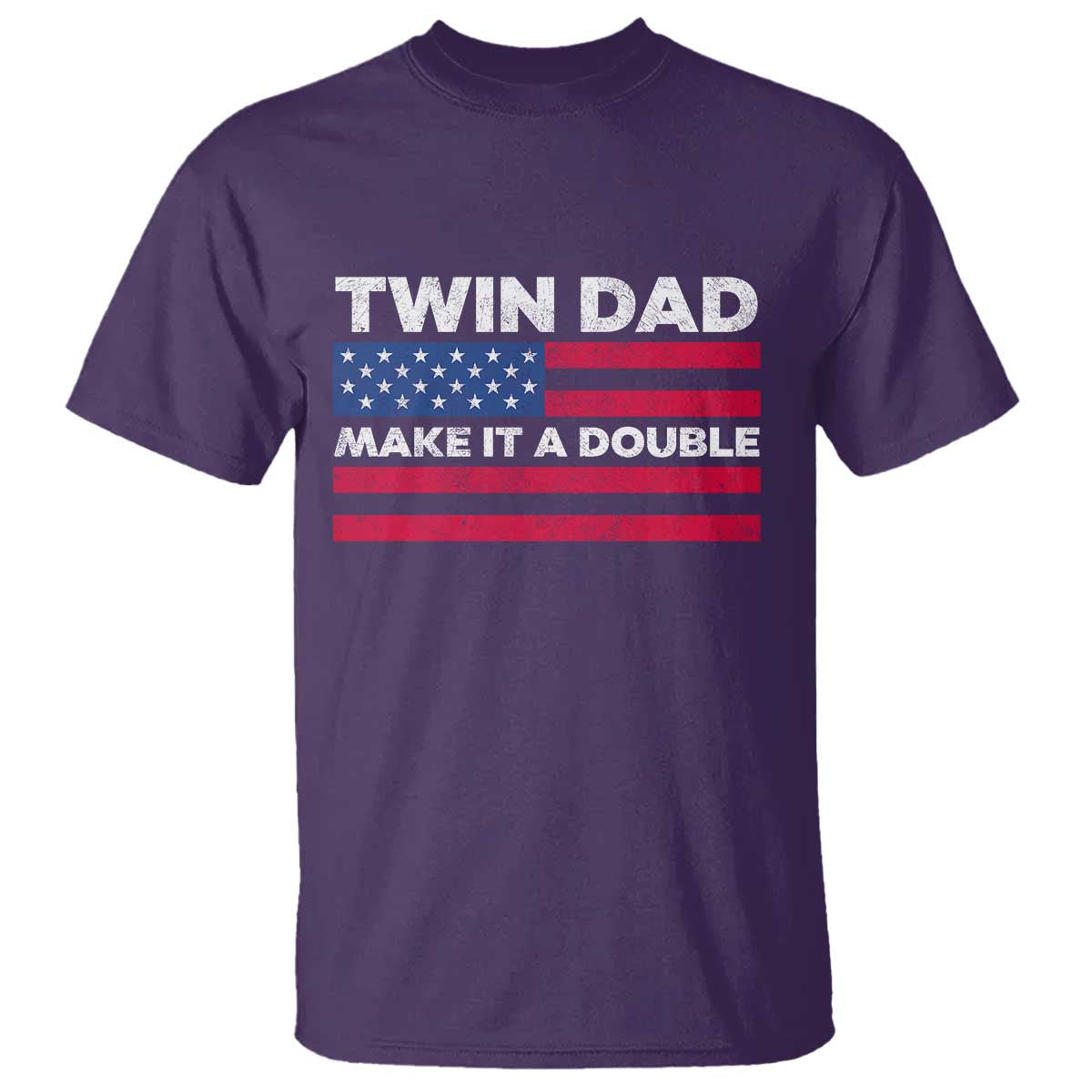 Retro Twin Dad T Shirt Make It A Double US Flag Fathers Day