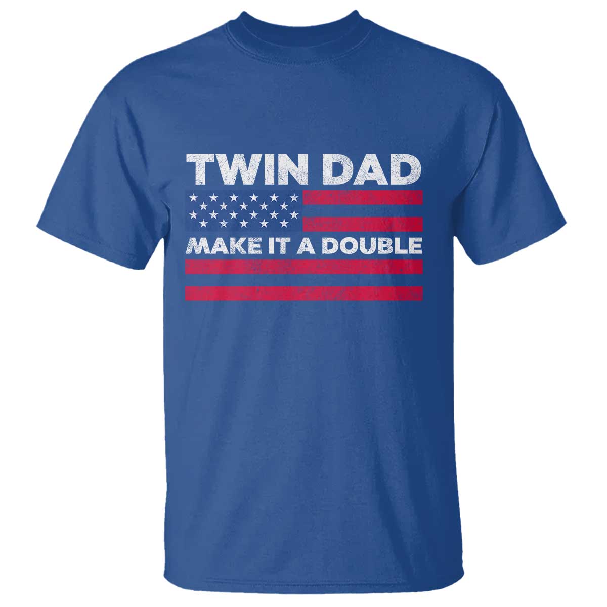 Retro Twin Dad T Shirt Make It A Double US Flag Fathers Day