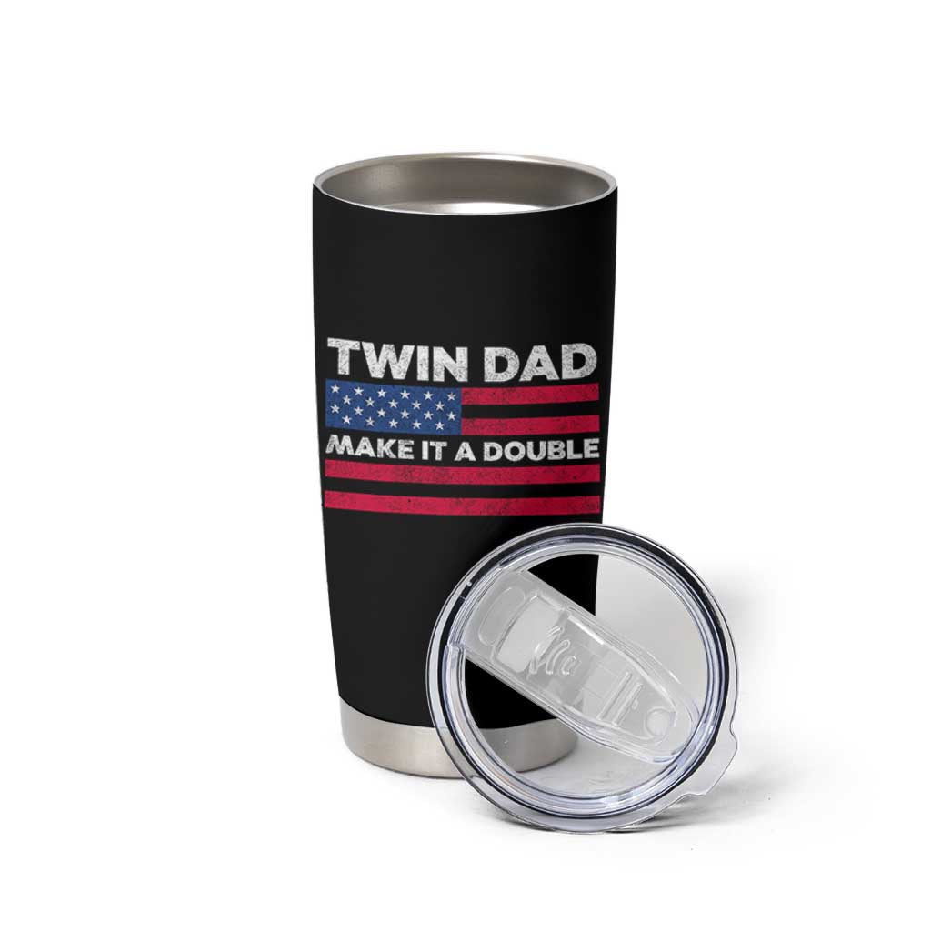 Retro Twin Dad Tumbler Cup Make It A Double US Flag Fathers Day