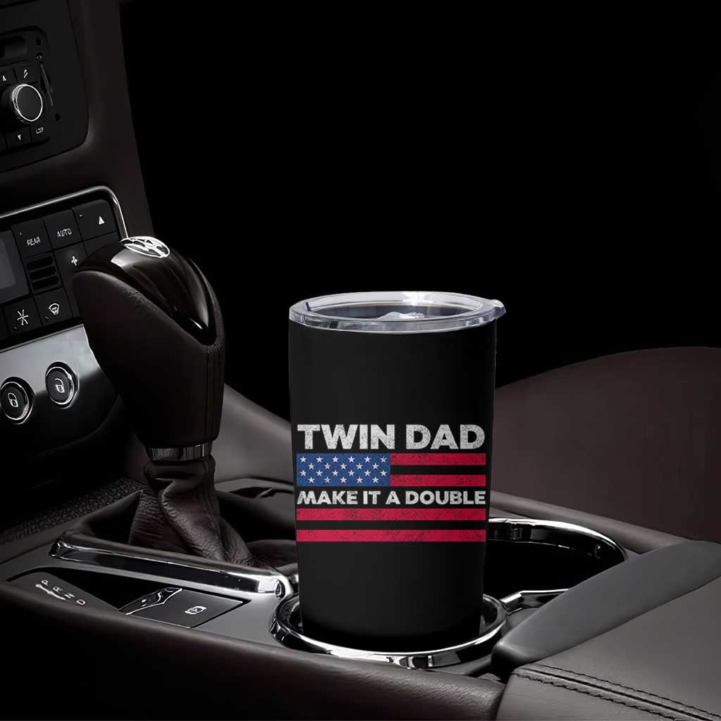Retro Twin Dad Tumbler Cup Make It A Double US Flag Fathers Day