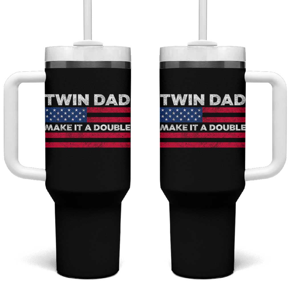 Retro Twin Dad Tumbler With Handle Make It A Double US Flag Fathers Day