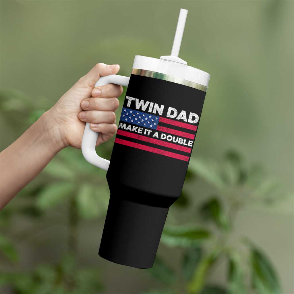 Retro Twin Dad Tumbler With Handle Make It A Double US Flag Fathers Day