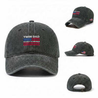 Retro Twin Dad Washed Cotton Baseball Cap Make It A Double US Flag Fathers Day