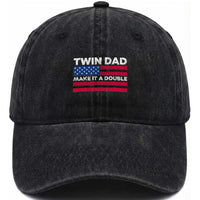 Retro Twin Dad Washed Cotton Baseball Cap Make It A Double US Flag Fathers Day