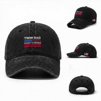 Retro Twin Dad Washed Cotton Baseball Cap Make It A Double US Flag Fathers Day