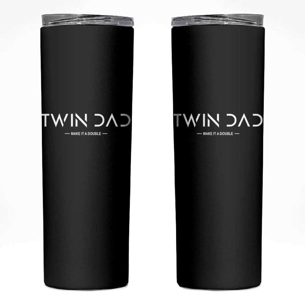 Retro Twin Dad Skinny Tumbler Subtle Make It A Double Minimal Fathers Day