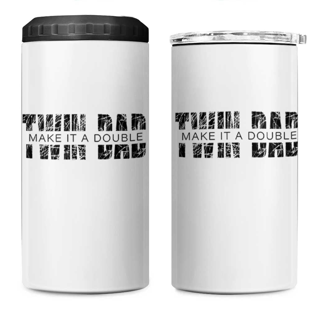Retro Twin Dad 4 in 1 Can Cooler Tumbler Subtle Make It A Double Fathers Day
