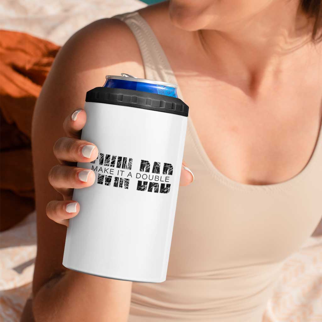 Retro Twin Dad 4 in 1 Can Cooler Tumbler Subtle Make It A Double Fathers Day