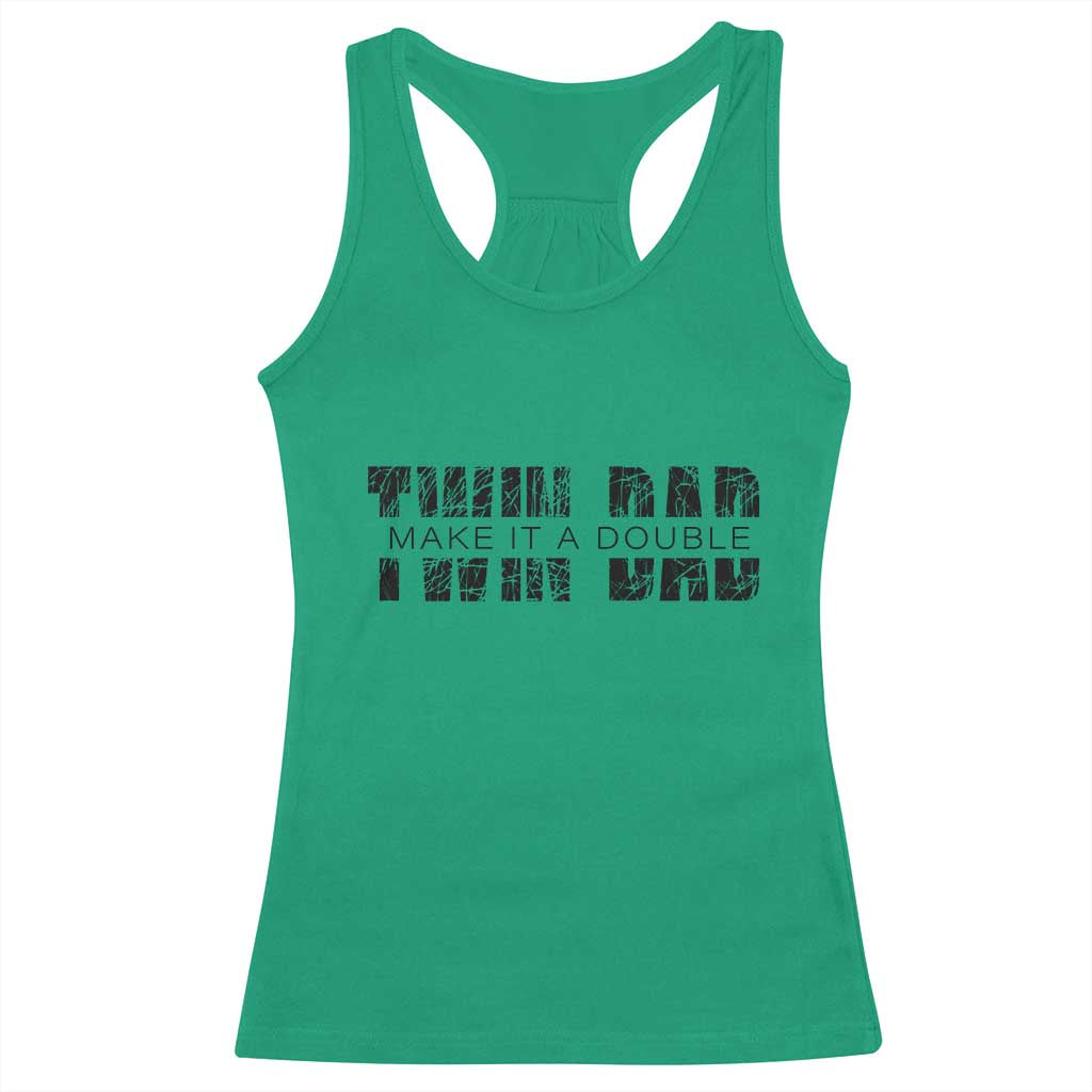 Retro Twin Dad Racerback Tank Top Subtle Make It A Double Fathers Day
