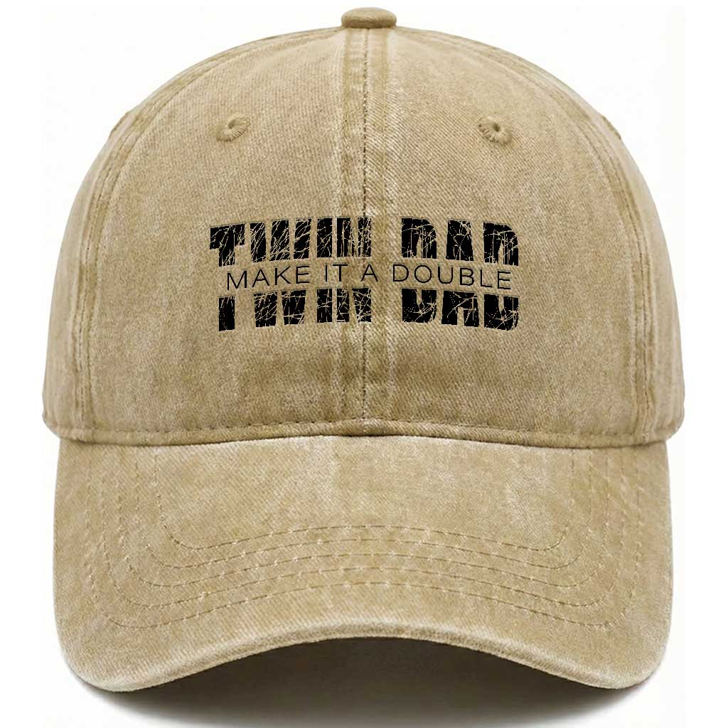 Retro Twin Dad Washed Cotton Baseball Cap Subtle Make It A Double Fathers Day