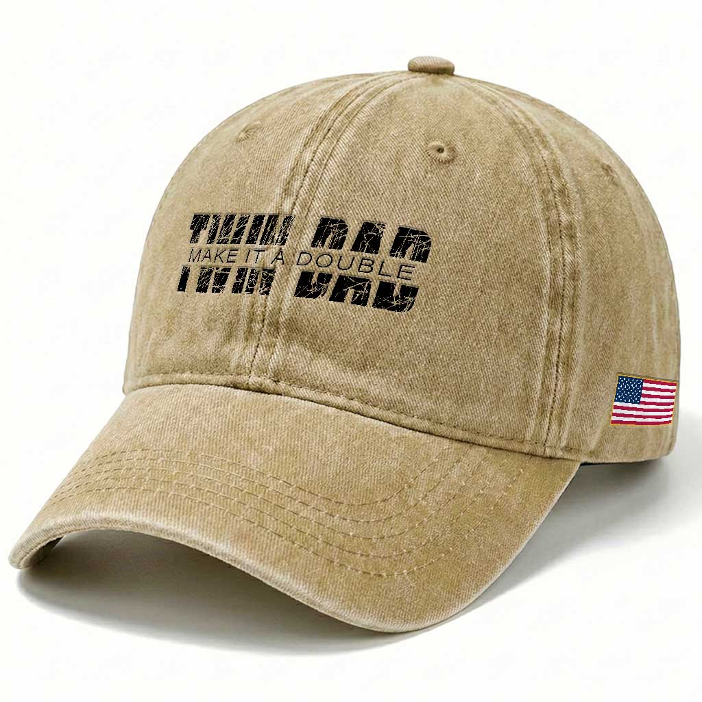 Retro Twin Dad Washed Cotton Baseball Cap Subtle Make It A Double Fathers Day