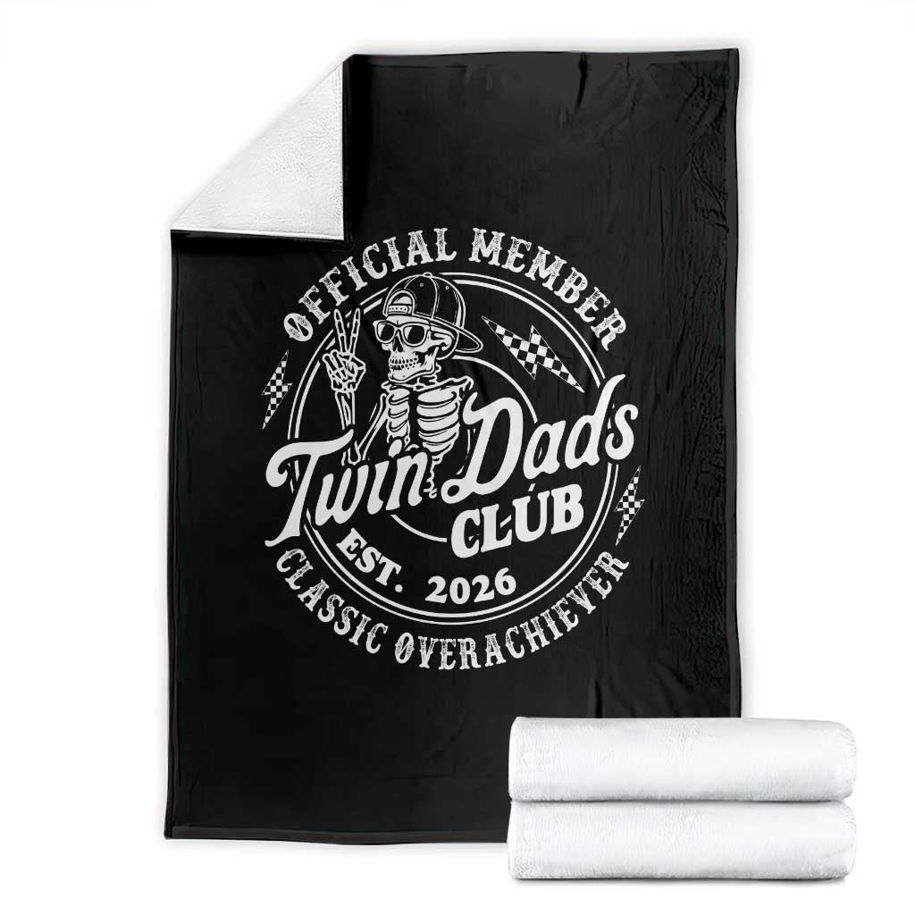 Retro Twin Dad Est 2026 Throw Blanket Funny Skeleton Dad Classic Overachiever Fathers Day
