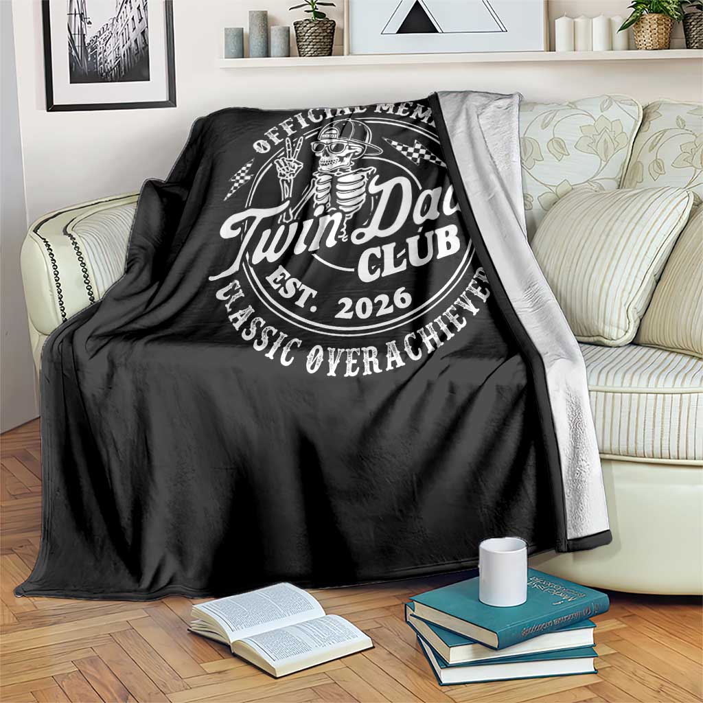 Retro Twin Dad Est 2026 Throw Blanket Funny Skeleton Dad Classic Overachiever Fathers Day