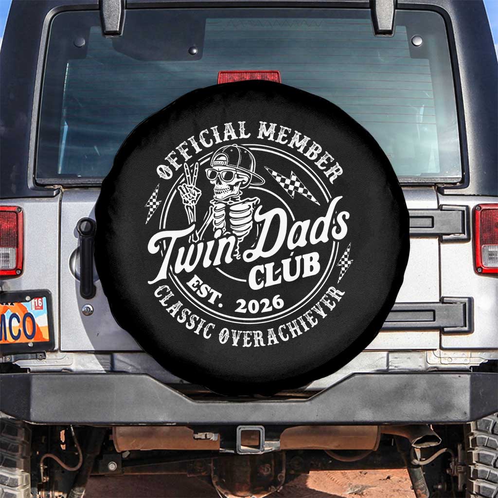 Retro Twin Dad Est 2026 Spare Tire Cover Funny Skeleton Dad Classic Overachiever Fathers Day