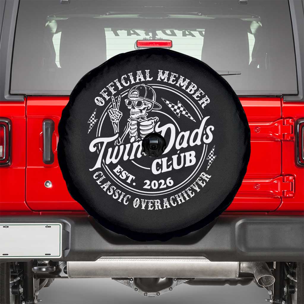 Retro Twin Dad Est 2026 Spare Tire Cover Funny Skeleton Dad Classic Overachiever Fathers Day