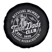 Retro Twin Dad Est 2026 Spare Tire Cover Funny Skeleton Dad Classic Overachiever Fathers Day