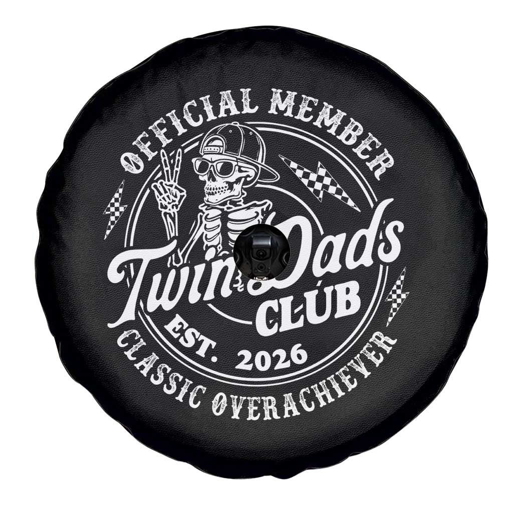 Retro Twin Dad Est 2026 Spare Tire Cover Funny Skeleton Dad Classic Overachiever Fathers Day