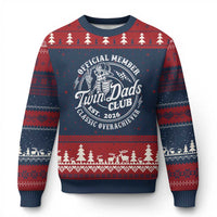 Retro Twin Dad Est 2026 Ugly Christmas Sweater Funny Skeleton Dad Classic Overachiever Fathers Day