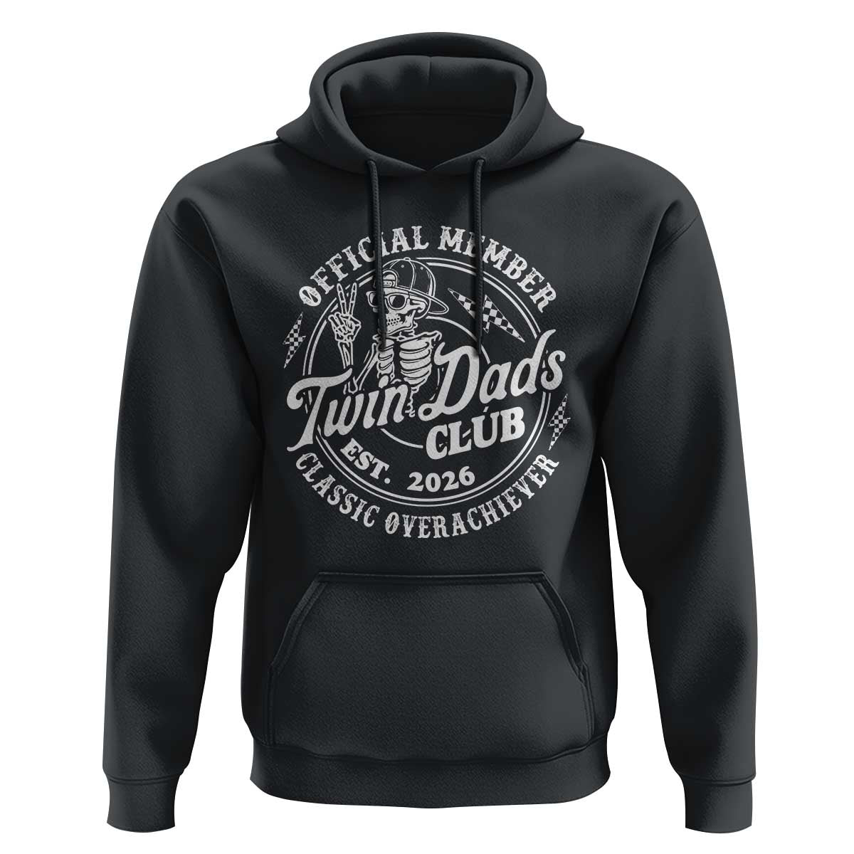 Retro Twin Dad Est 2026 Hoodie Funny Skeleton Dad Classic Overachiever Fathers Day