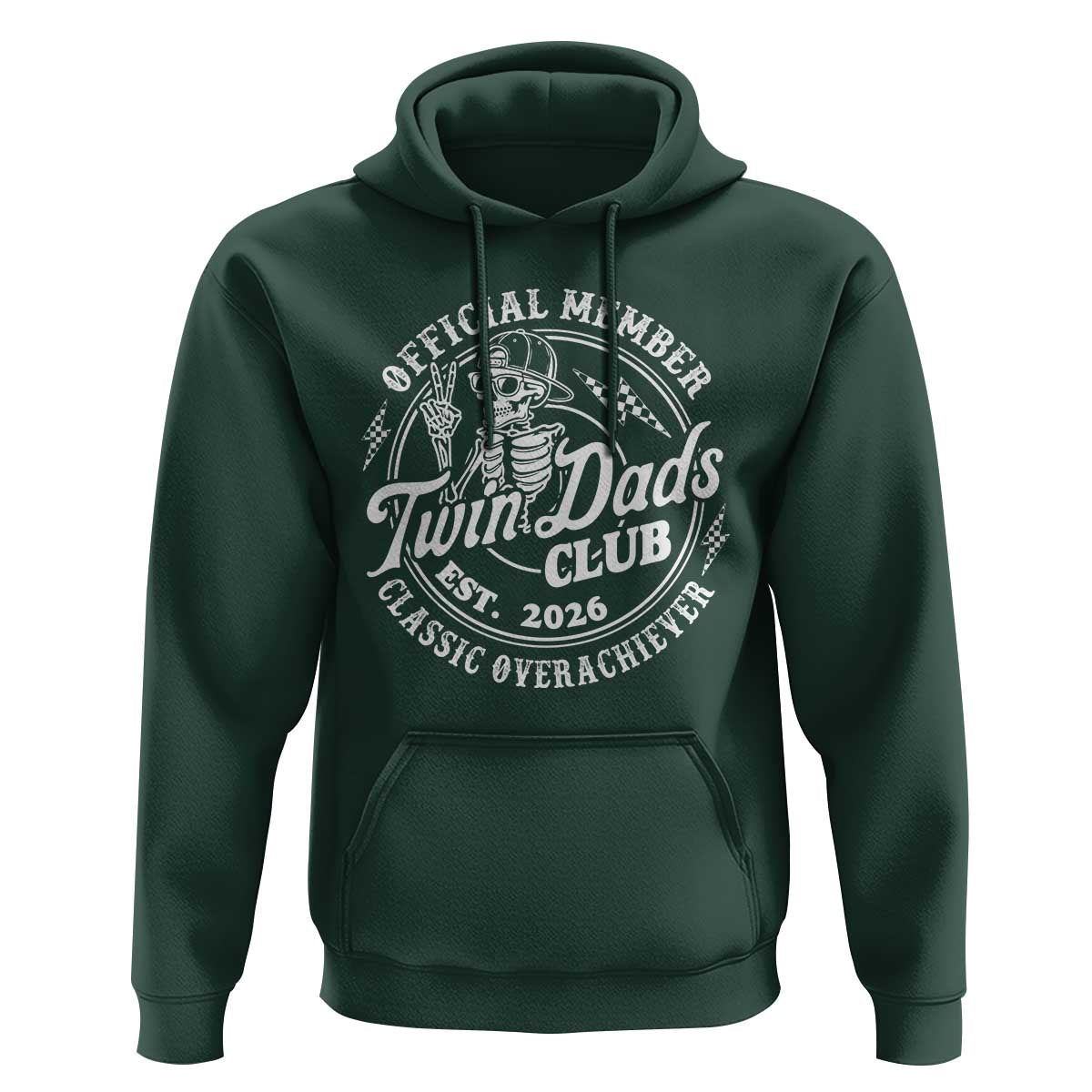 Retro Twin Dad Est 2026 Hoodie Funny Skeleton Dad Classic Overachiever Fathers Day