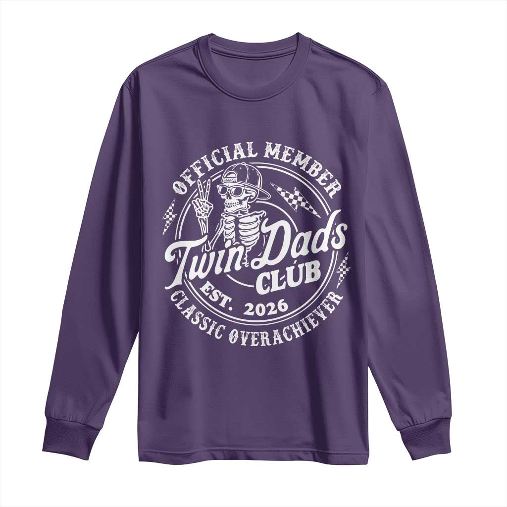 Retro Twin Dad Est 2026 Long Sleeve Shirt Funny Skeleton Dad Classic Overachiever Fathers Day