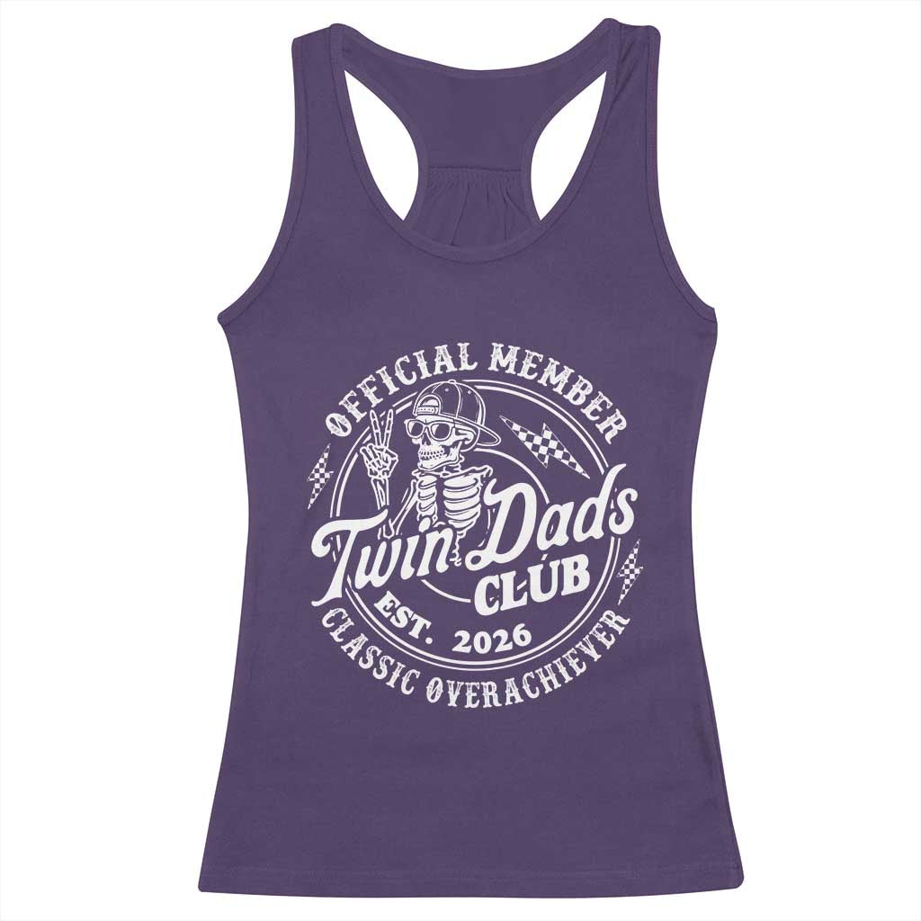 Retro Twin Dad Est 2026 Racerback Tank Top Funny Skeleton Dad Classic Overachiever Fathers Day