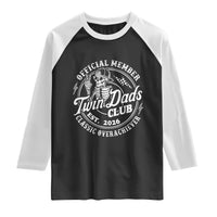 Retro Twin Dad Est 2026 Raglan Shirt Funny Skeleton Dad Classic Overachiever Fathers Day
