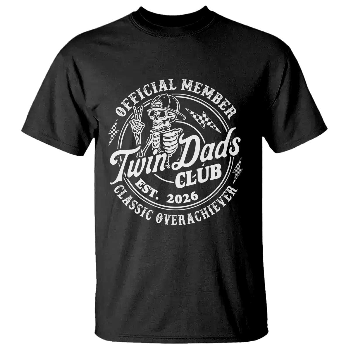Retro Twin Dad Est 2026 T Shirt Funny Skeleton Dad Classic Overachiever Fathers Day