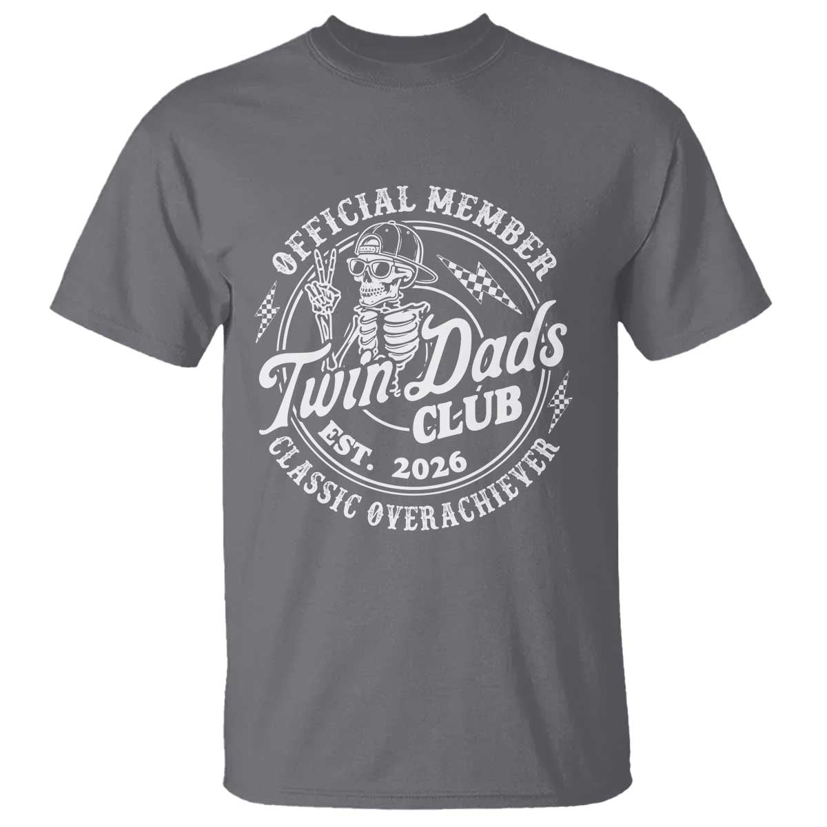 Retro Twin Dad Est 2026 T Shirt Funny Skeleton Dad Classic Overachiever Fathers Day